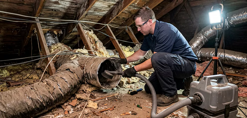 Storm-Damaged Attic Duct Cleaning in Hamilton Township