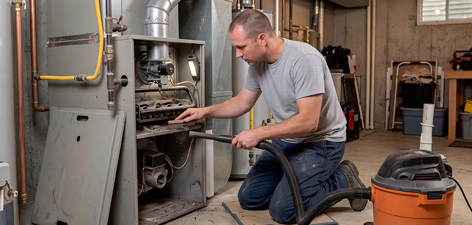 Burner and Heater Compartment Lint Removal in Hamilton Township