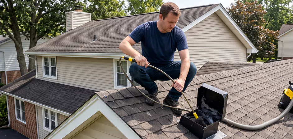 Multi-Story Roof Dryer Vent Cleaning in Hamilton Township